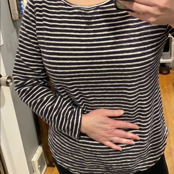 Lands End Thick Warm French Terry Striped Crew - Picture 10 of 13